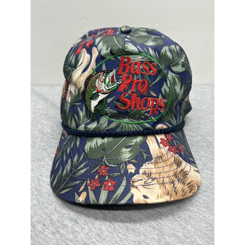 Vintage Bass Pro Shops Hat Cap Snap Back Mens One Size Jungle Tropical 90s